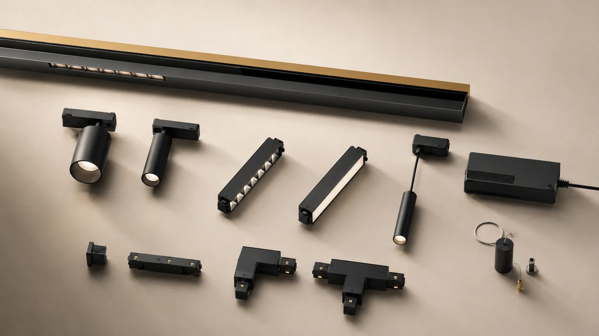 20 Series magnetic track lighting system with surface recessed trimless tracks flood grille spotlight modules
